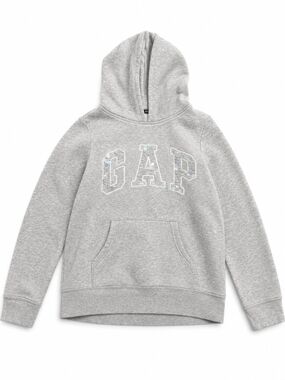 GAP Kids Heather Gray Hoodie with Iridescent Logo